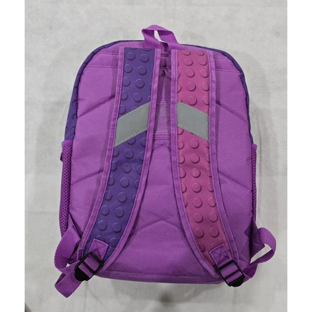 Lego Backpack Kids Purple Pink Brick Design Reflective Zipper Vintage